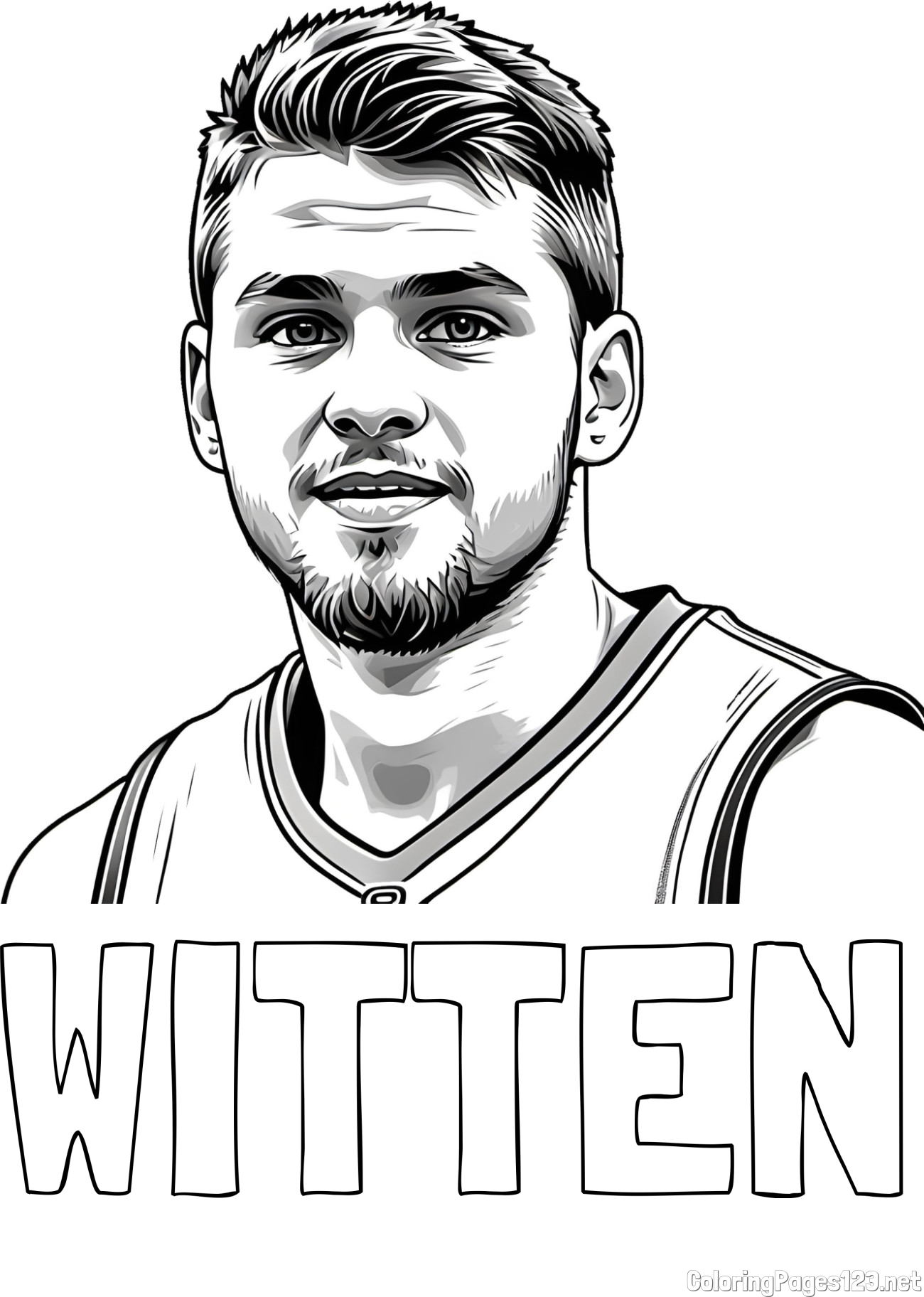WITTEN Coloring Page and Basketball Player Coloring Page