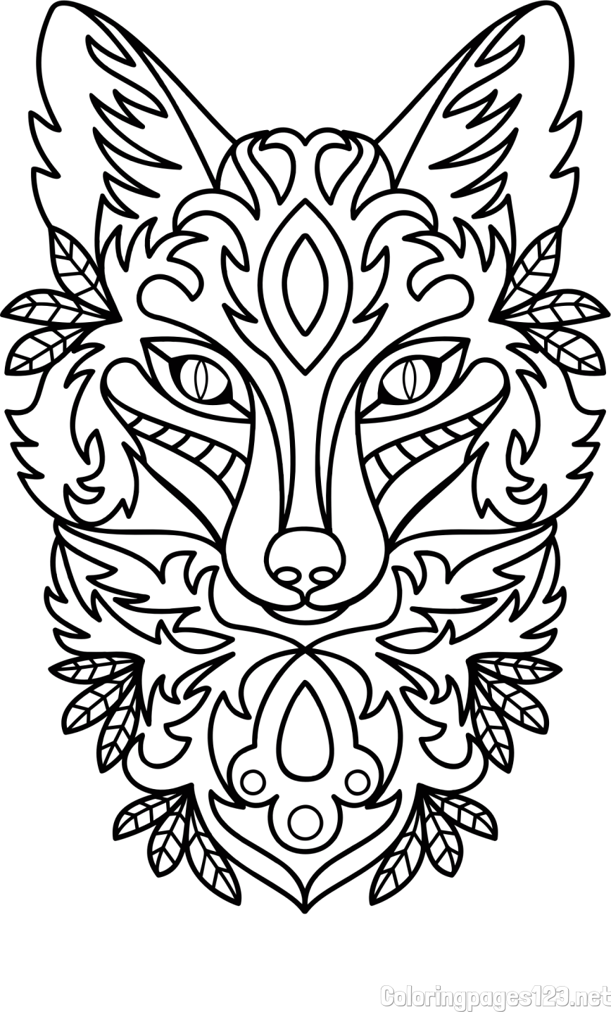 Wolf Mandala Coloring Page