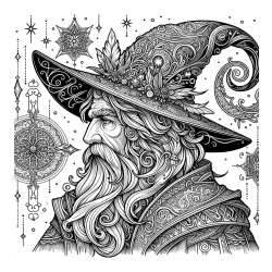 Wonderful Coloring Page of a Wizard