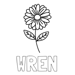 Online Created Coloring Page - WREN Coloring Page and Flower Coloring Page