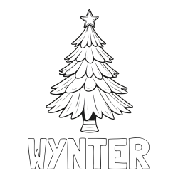 Online Created Coloring Page - WYNTER Coloring Page and Christmas Tree with Star Coloring Page