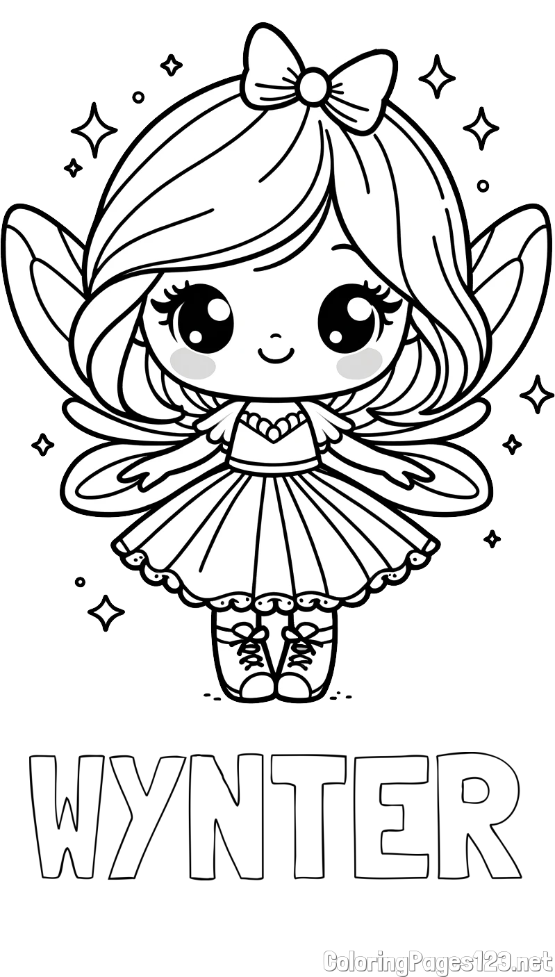 WYNTER Coloring Page and Coloring Page of a Magical Fairy with a Cute Face