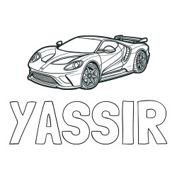 Online Created Coloring Page - YASSIR Coloring Page and Coloring Page of a Fast Sport's Car