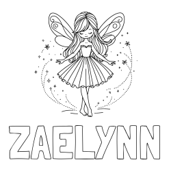 Online Created Coloring Page - ZAELYNN Coloring Page and Coloring Page of a Cute Magical Fairy