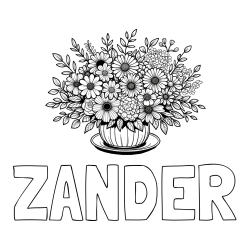 Online Created Coloring Page - ZANDER Coloring Page and Beautiful Bouquet of Flowers Coloring Page