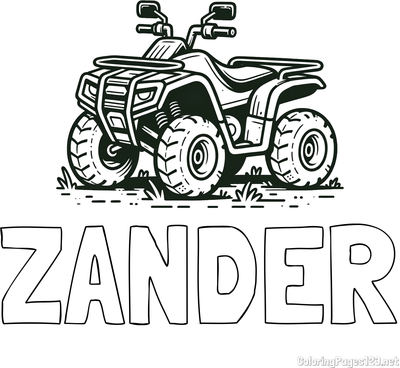 ZANDER Coloring Page and Four-Wheeler Coloring Page