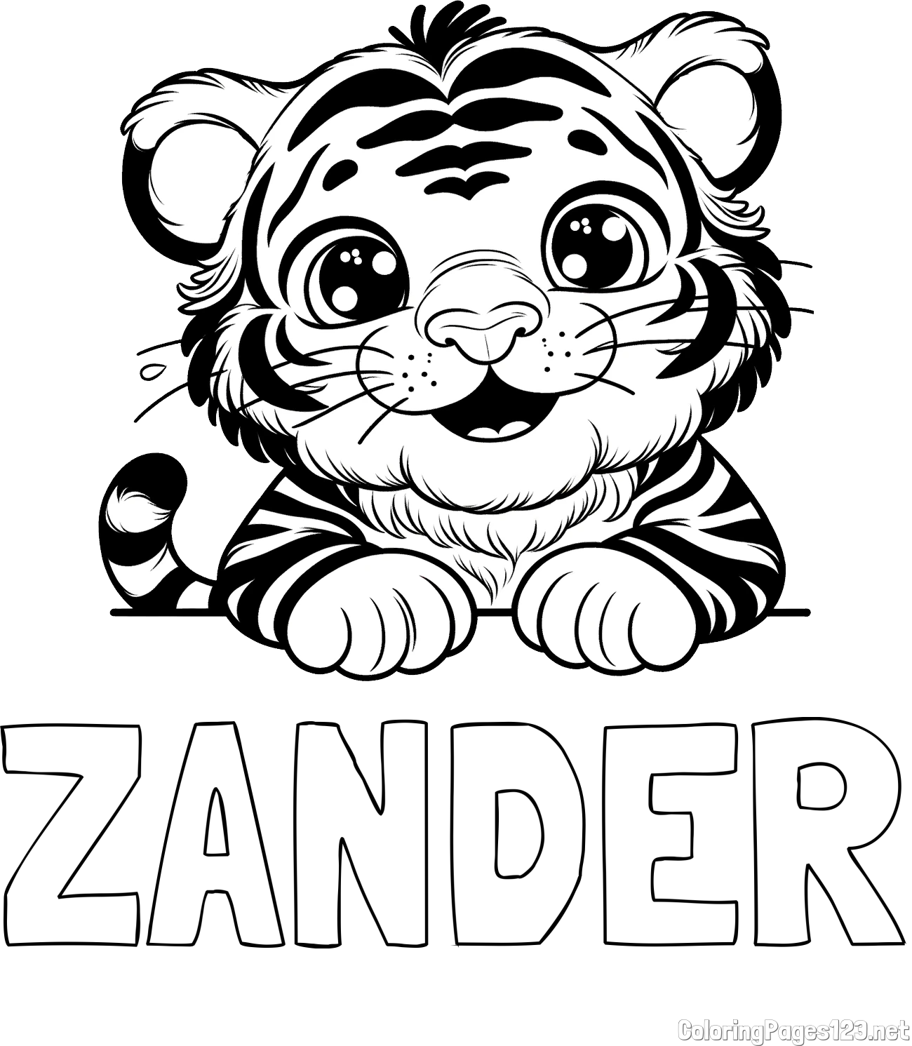 ZANDER Coloring Page and Tiger Cub Coloring Page