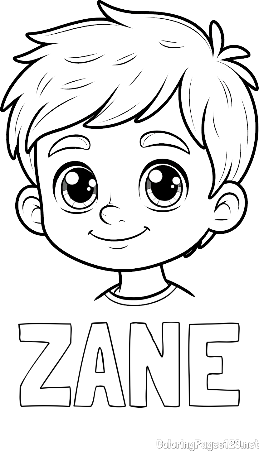 ZANE Coloring Page alongside Boy Face Coloring Page