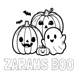 Online Created Coloring Page - ZARAHS BOO Coloring Page and Halloween Pumpkin and Ghost Coloring Page