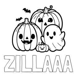 Online Created Coloring Page - ZILLAAA Coloring Page and Halloween Pumpkin and Ghost Coloring Page