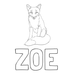 Online Created Coloring Page - ZOE Coloring Page and Realistically Depicted Fox Coloring Page