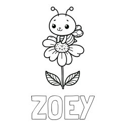 Online Created Coloring Page - ZOEY Coloring Page and Coloring Page of a Cute Bee on a Flower