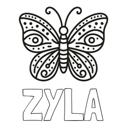 Online Created Coloring Page - ZYLA Coloring Page and Butterfly Coloring Page (Simple)