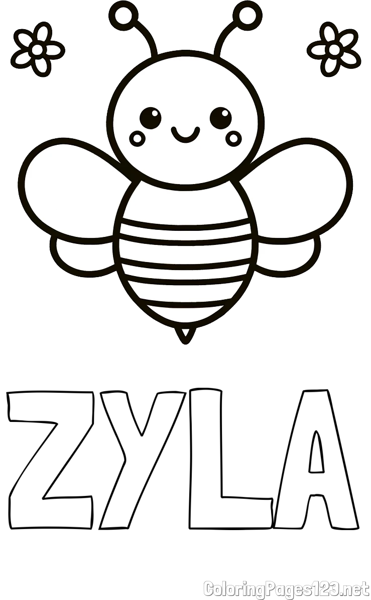 ZYLA Coloring Page and Children's Bee Coloring Page